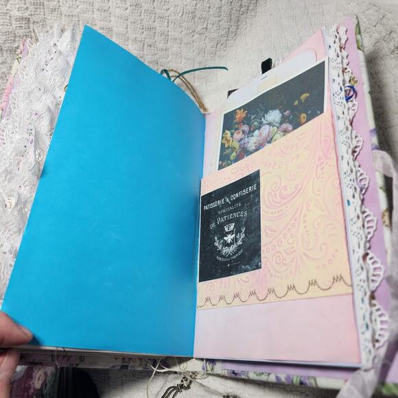 Flower/Lace Butterfly Junk Journal w/Cute Charms, 9.5 x 6 2,146 pgs - Picture 12 of 14